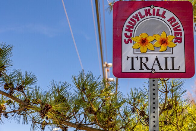 Signage along the Schuylkill River Trail in Pottstown West End is vibrant and fun.