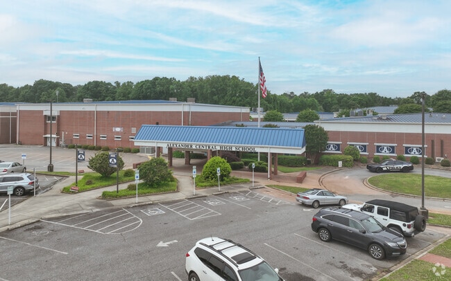 The blue roof welcomes you to Alexander Central High School.