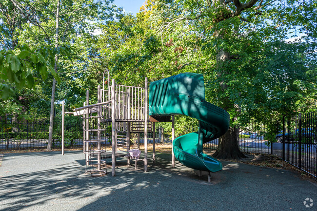 The playground at New England Hebrew Academy is fenced in to ensure children's safety.