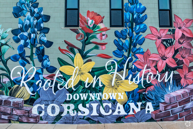 Downtown Corsicana is filled with colorfully painted murals to liven up the area.