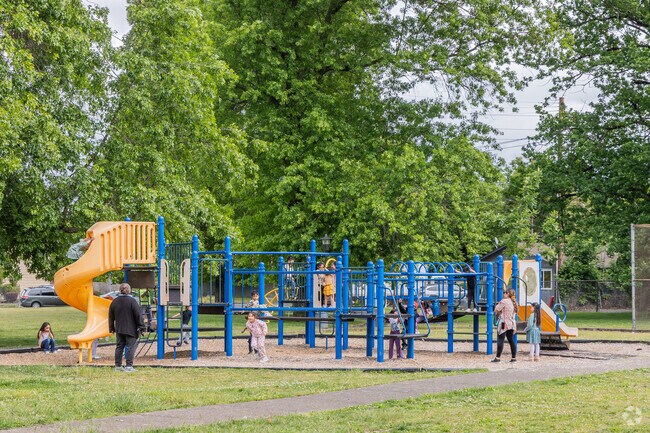 Young residents of Southeast Salem enjoy the playground at Aldrich Park.