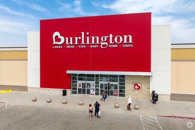 Big box stores such as Burlington and Ross are located along Interstate 2 in Donna.