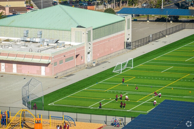 Students love the modern sports field at Thomas R. Pollicita Middle.