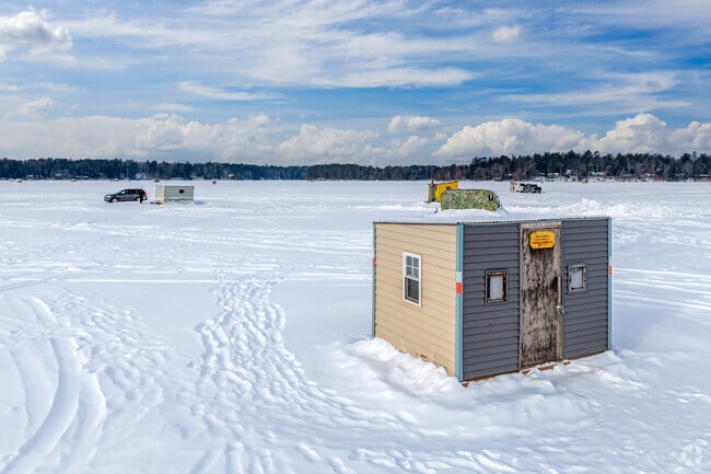 Ice fishing on Bloom Lake is a local favorite Winter activity in Rhinelander.