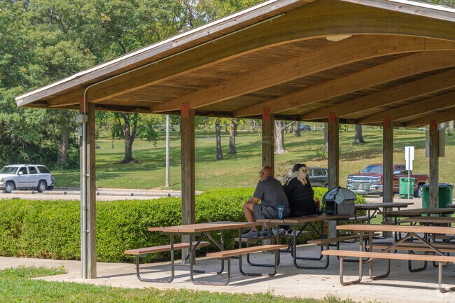 Fairview Park offers multiple covered seating options.