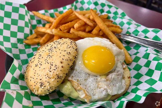 The 5-8 Tavern and Grill are known for their Juicy Lucy; try their Juicy Sunny Side.