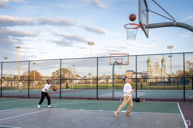 The basketball court in Kennedy Park is a favorite spot for kids in Fall River, MA.