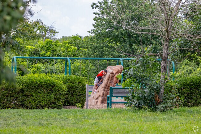 Children can tire out on the jungle gym in Pennington Park.