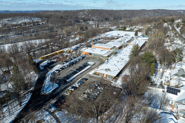 Concord Road Elementary School sits on a large campus in the suburbs outside New York City.
