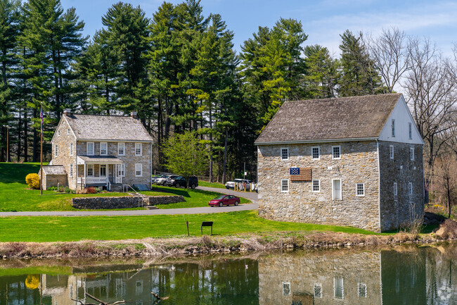The historic mill building stands next to Tulpehocken Creek in Gring's Mill Recreation Area.