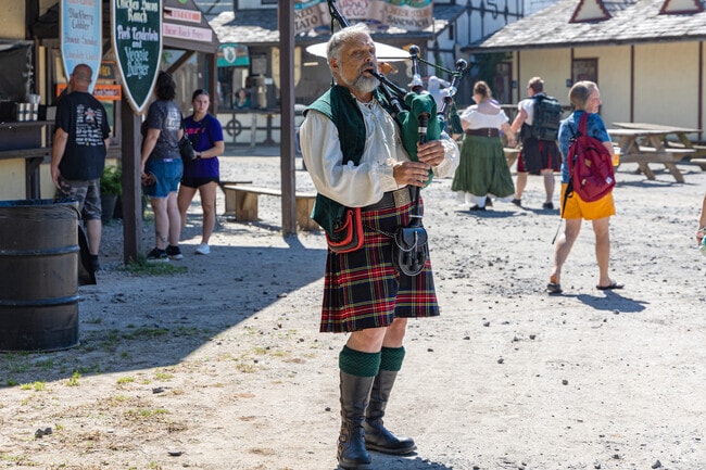 Bagpipes can be heard throughout the Oklahoma Renaissance Festival.