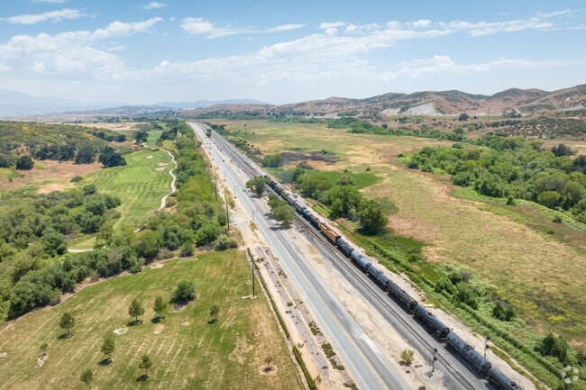 Train tracks run alongside Oak Valley Parkway in Fairway Canyon.