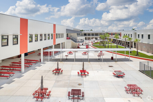 Immokolee High School in Immokolee has a large outdoor courtyard for students to get outside.