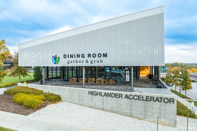 The Highlander Accelerator and Dining Room is home to Big Mama's Kitchen and other businesses.