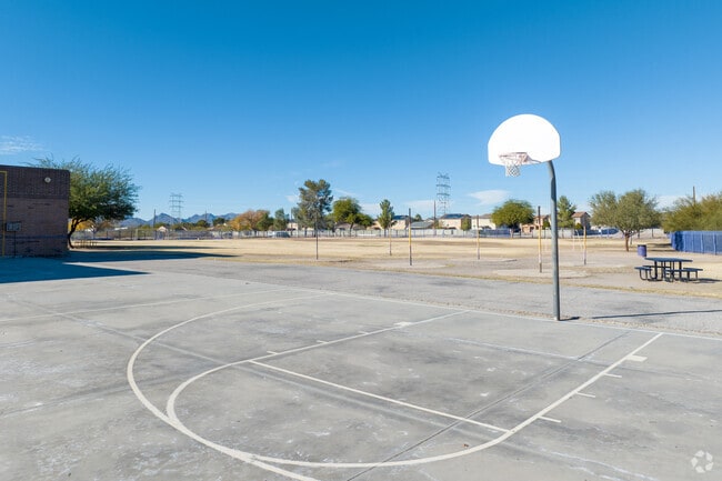 students enjoy playing basketball at Sierra 2-8 School in Tucson, Arizona