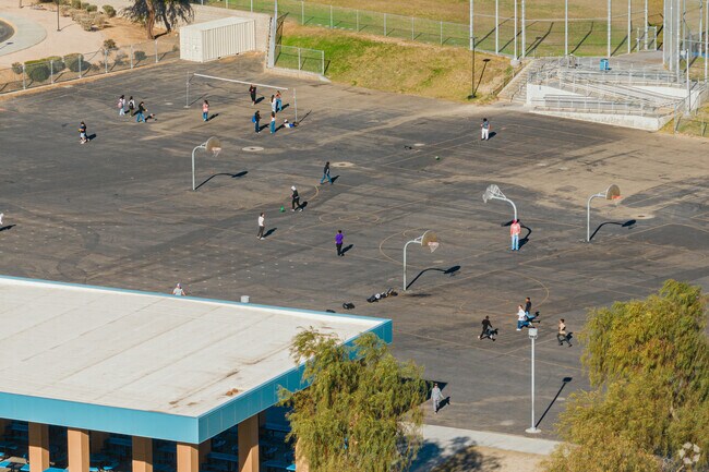 Students use all the basketball courts that Painted Hills Middle School has to offer.