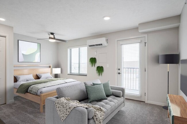 Our Hummingbird studio can easily be arranged with separate spaces for living and sleeping.