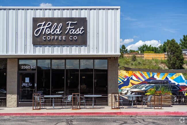 Enjoy indoor or outdoor seating at Hold Fast Coffee in Garden Ranch, Colorado.