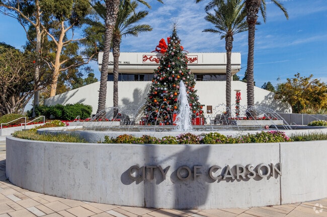 Carson City Hall is a unique design and features a fountain in front.
