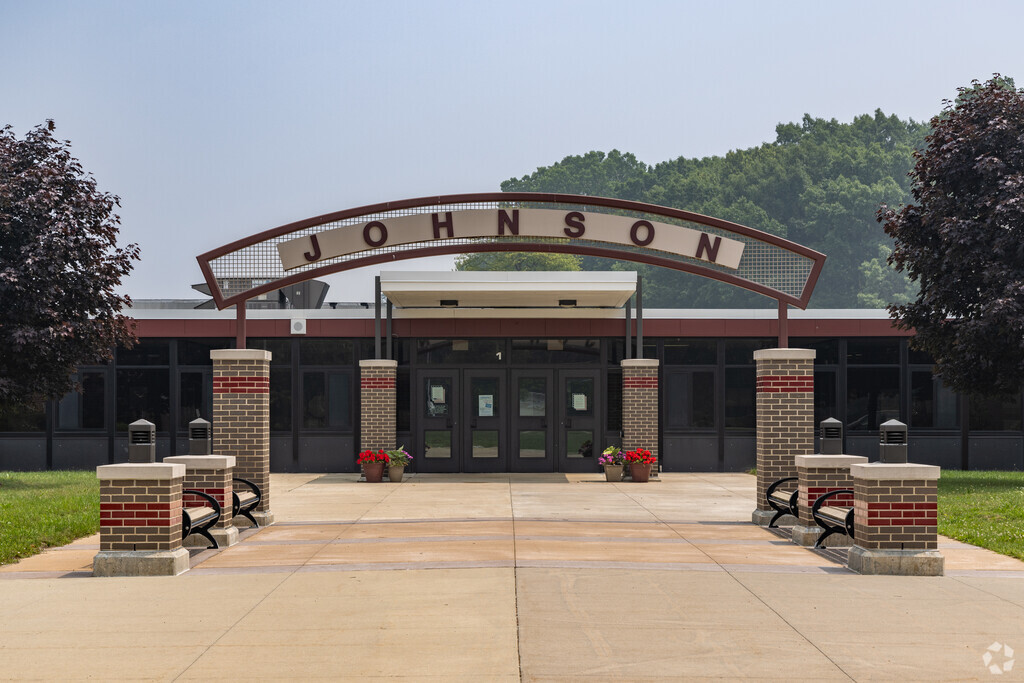 Johnson Upper Elementary School's entrance in the city of Westland.