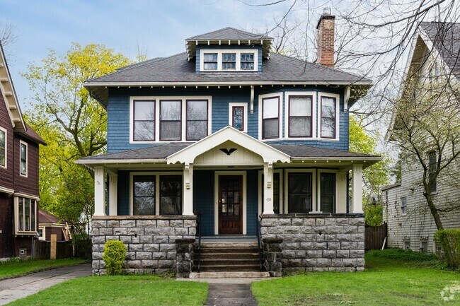 This American foursquare style home in Parkside has a large porch.