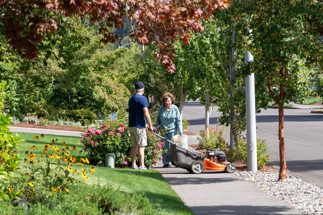Neighbors are friendly and often chat when doing yard work.