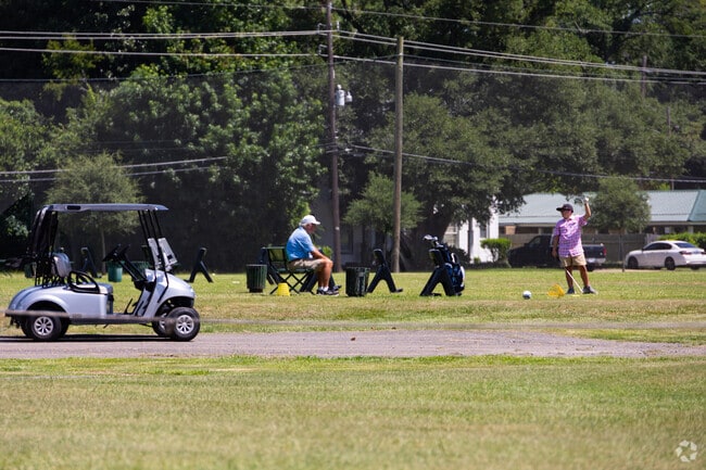 There is a golf practice field in Forsythe Park where locals can enjoy hitting the Tee time.