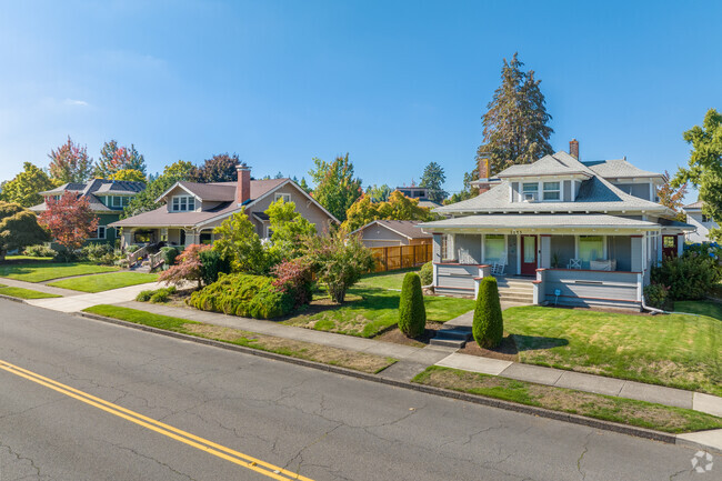 Bungalows line High Street across from Bush's Pasture Park in the South Central neighborhood.