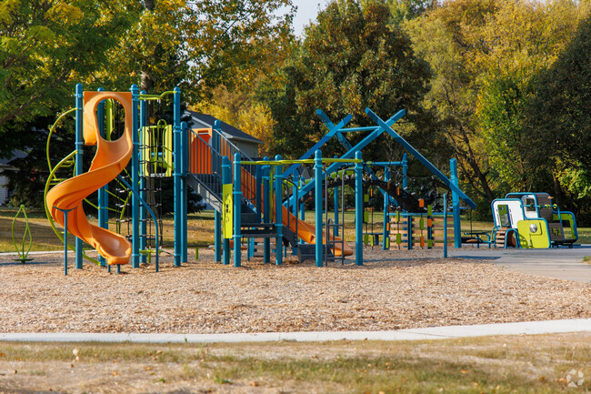 Kids can run around and enjoy the playground at F Buscher Park.