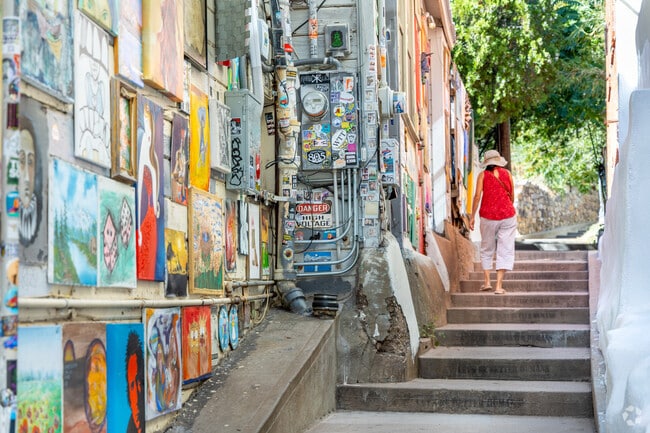 Old Bisbee is now an art town stuffed with museums and artwork that attract tourists.