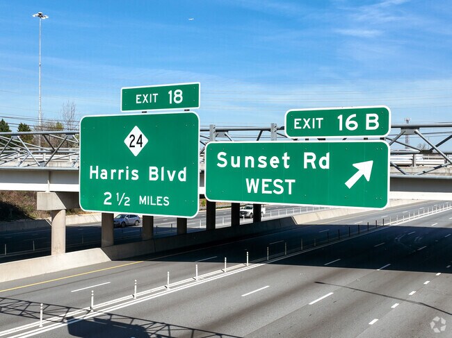 Sunset Rd is easily accesible from Interstate 77.