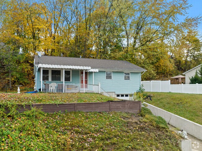 This small ranch home sits on an elevated lot in Baden.