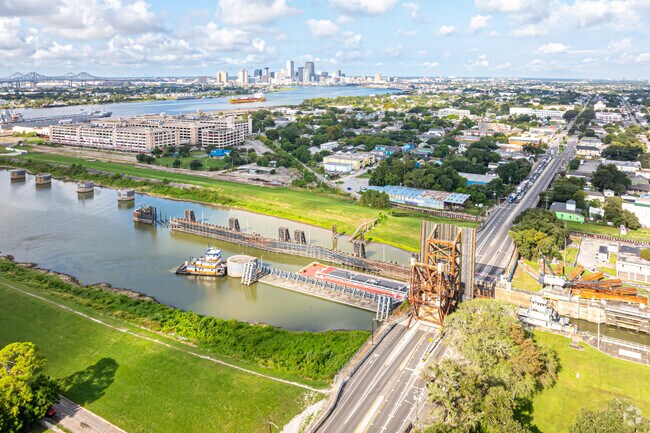Bywater is just down river from the French Quarter and downtown New Orleans.