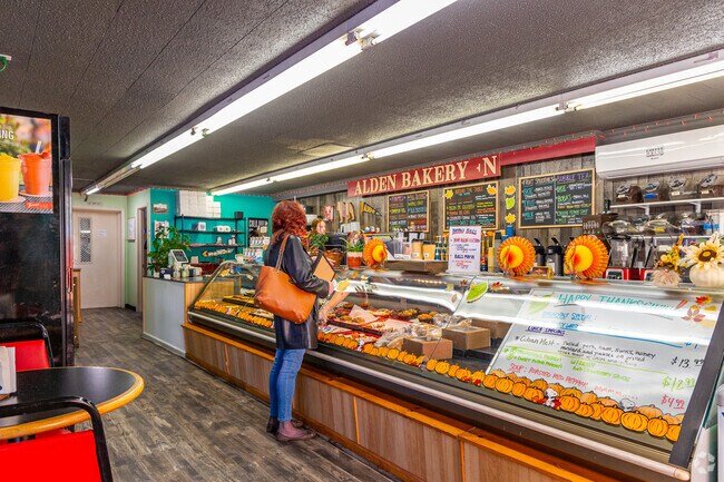 Alden Bakery & Café serves fresh baked goods and coffee in a charming interior.