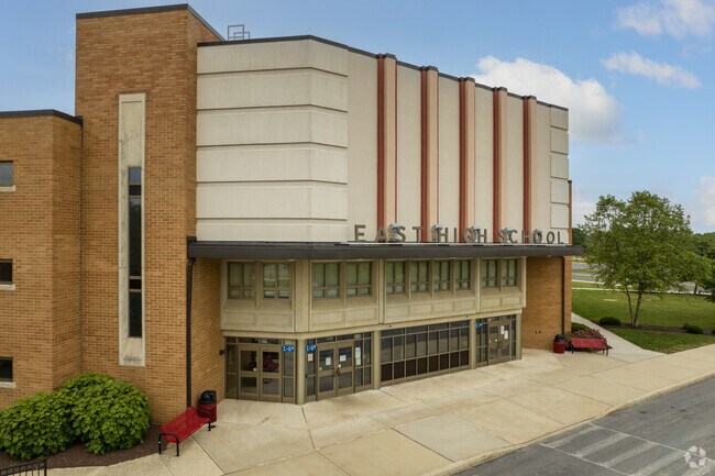 West Chester East High School's facade shows off its color in a modern design.