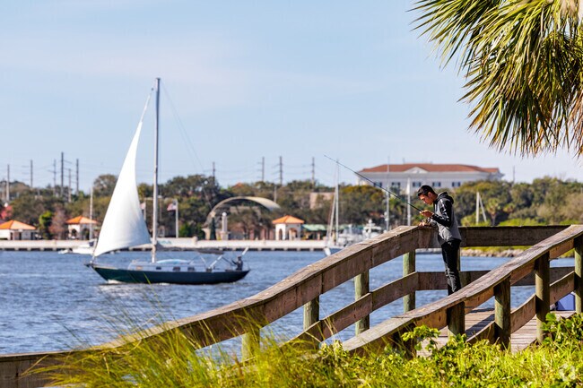 The boardwalks at Waterway Park allow you to fish, walk, or take in the sights.
