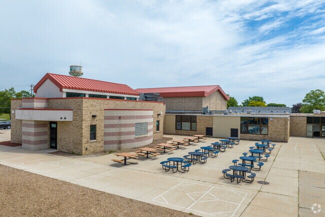 The courtyard awaits at Masonic Heights Middle School in Saint Clair Shores.