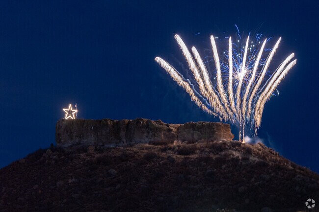 The Castle Rock Star is lit, and then there is a fireworks show.