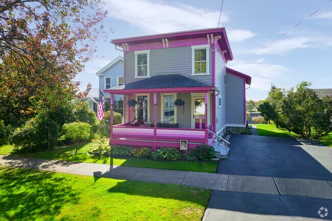 This is just one of the many colorful colonial-style homes that can be found in Galeville, NY.