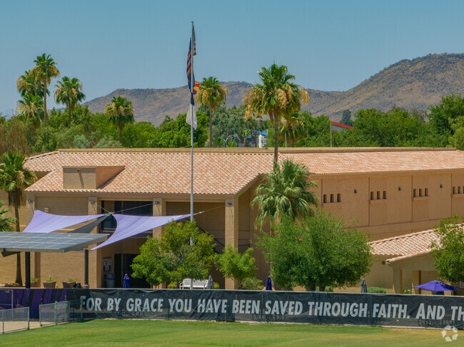 The building of Northwest Christian School fits in well with the lovely Arizona scenery.