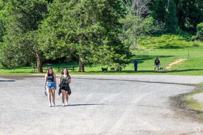 Battery Kemble Park is a large park with hiking trails on the west side of Wesley Heights.