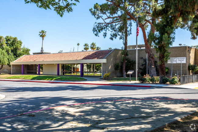 A view of the Sherman Indian High School buildings from the street.