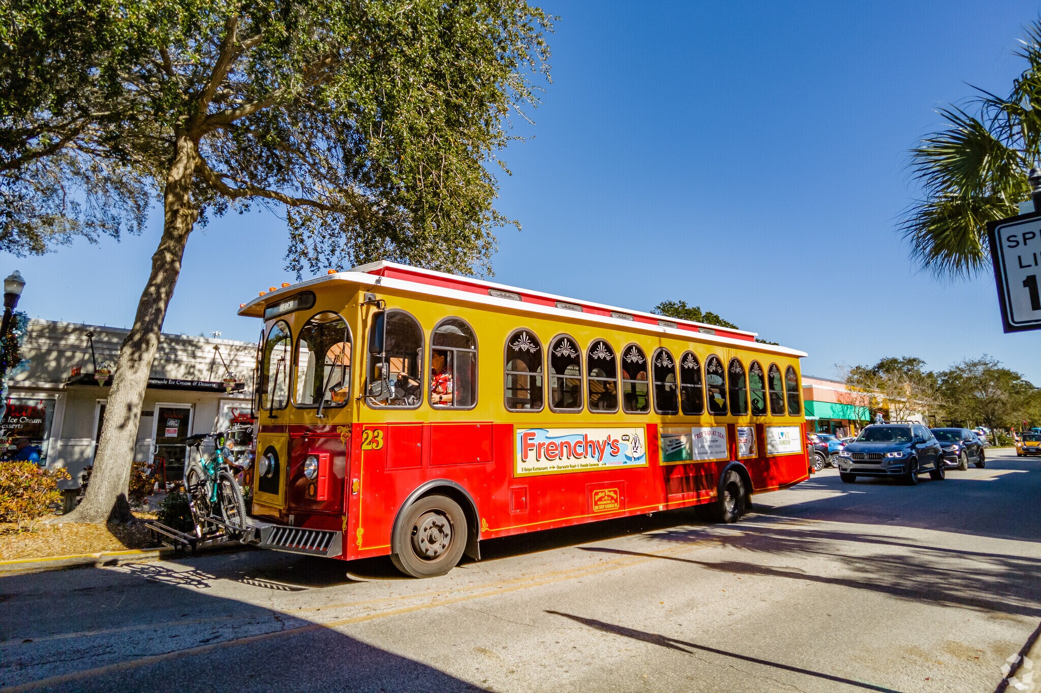 Get around with the Trolley in Downtown Dundin.