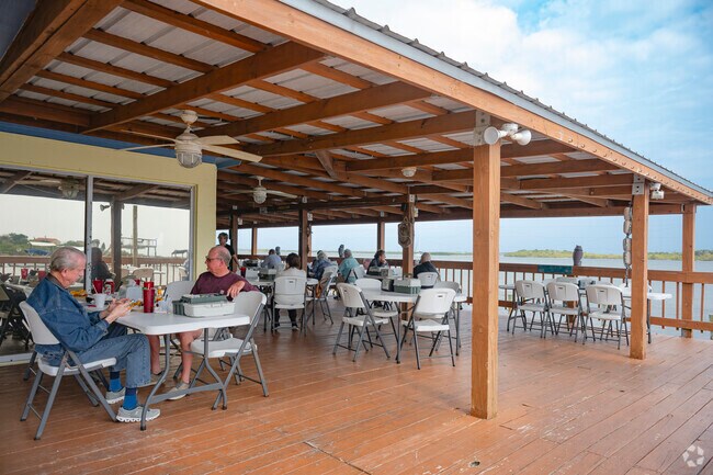 Enjoy lunch on the water at Goodrich Seafood and Oysters in Oak Hill.