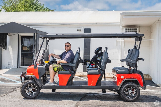 Many families drive golf carts to get in and around the streets of Delphos.