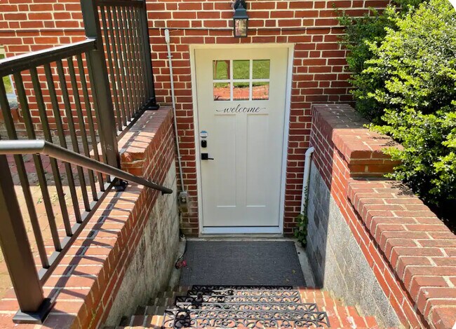4 steps down to front entry door