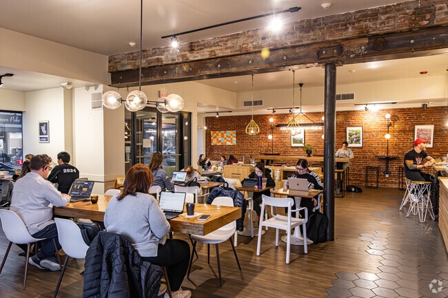 Boxwood Coffee in Westfield gets a great crowd with students studying or neighbors working.