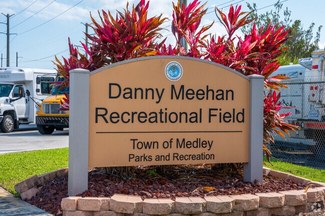Sign marks the entrance to Danny Meehan Recreational Field.