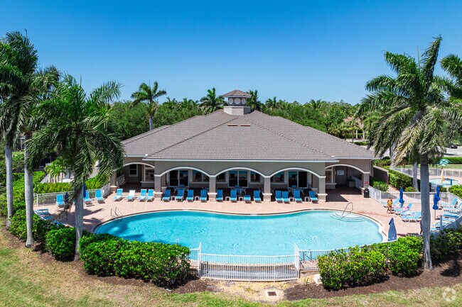 The Reflection Lakes clubhouse has a large swimming pool, kids pool, and fitness center.