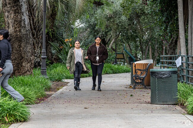 The naturally shaded walking paths at Heritage Park are known for their very friendly squirrels.